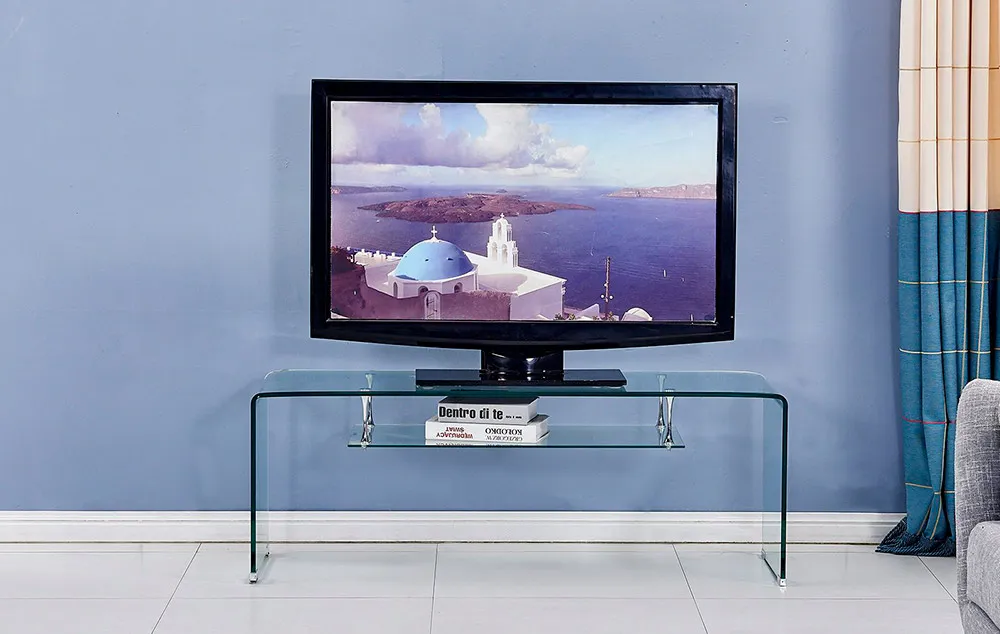 Тумба ТВ Q-Home F008, 126x40 см, каленое стекло