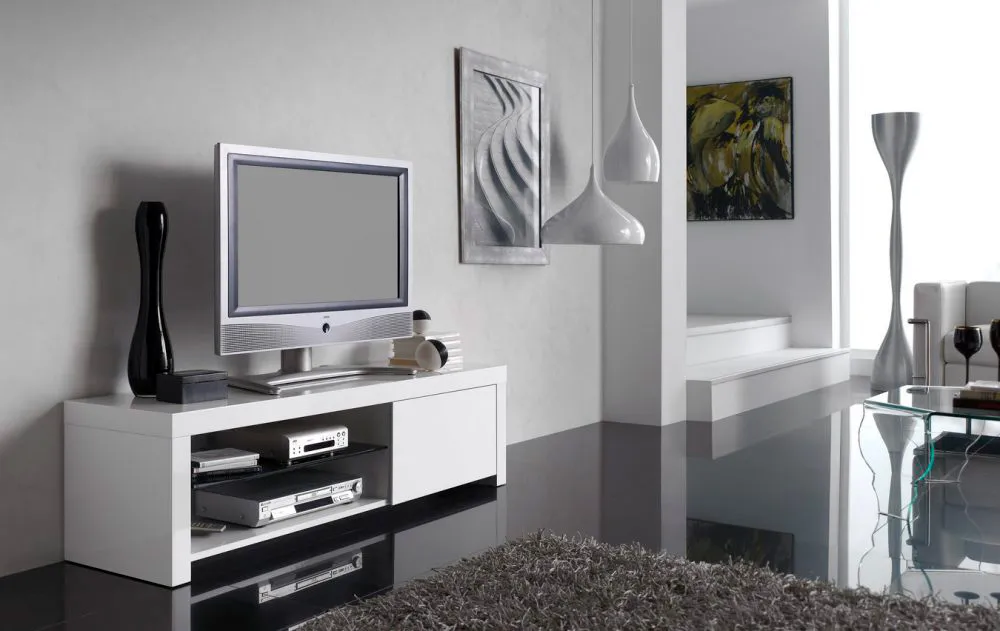 Тумба ТВ Q-Home Dupen, 150x40 см, белый лак, TV603