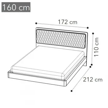 Кровать Camelgroup Maia 160x200, ткань MIRAGLIO COL. 205 FUMO, размеры