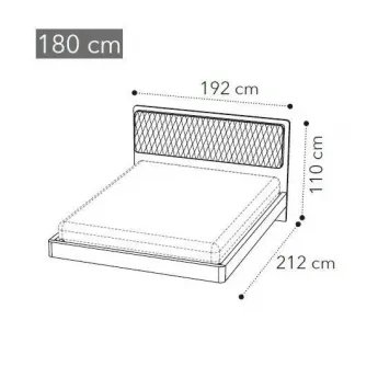 Кровать Camelgroup Maia 180x200, ткань MIRAGLIO COL. 205 FUMO, размеры