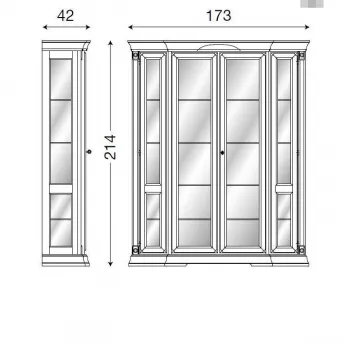Витрина 4-дверная, задняя стенка ткань Palazzo Ducale Laccato Prama 71BO0001