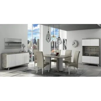 Стол обеденный 180/225 см Status Treviso Grey, одна вставка, ERTRWHTA02