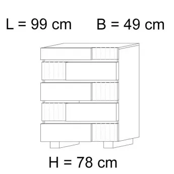 Комод высокий 5 ящиков Status Caprice White, размеры
