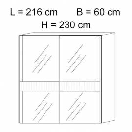 Шкаф-купе 2-дверный зеркальный Status Caprice White, размеры