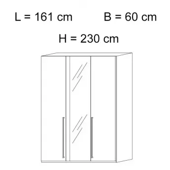 Шкаф 3-дверный с зеркалом Status Elite Grey, размеры