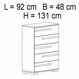 Комод высокий 5 ящиков Status Volare White
