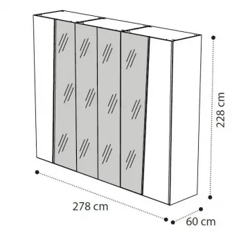 Шкаф 6-ти с зеркалом дверный Storm Camelgroup