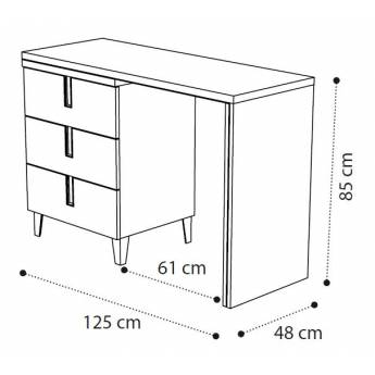 Туалетный стол приставной Ambra Camelgroup, размеры