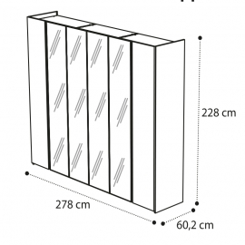 Шкаф 6-дверный Camelgroup Luna Noce с зеркалами 151AR6.02NO