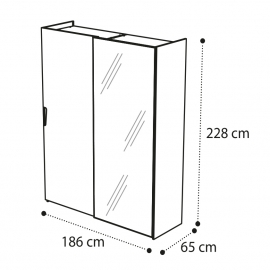 Шкаф-купе 2-дверный Camelgroup Luna Noce, одно зеркало 151ARS.03NO