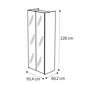 Шкаф 2-дверный с зеркалами Camelgroup Luna Frassino 151AR2.02FR