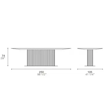 Стол обеденный 250х105 Alf DaFre Rigadin, фиксированный RIG002, RIG001
