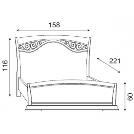 Кровать с изголовьем с ковкой и изножьем Palazzo Ducale Ciliegio Prama 140 см, 71CI43LT