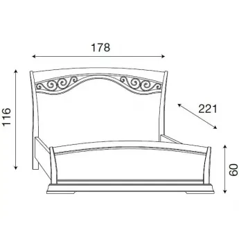 Кровать с изголовьем с ковкой и изножьем Palazzo Ducale Ciliegio Prama 160 см, 71CI43LT, 71CI44LT