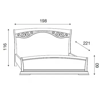 Кровать с изголовьем с ковкой и изножьем Palazzo Ducale Ciliegio Prama 180 см, 71CI45LT
