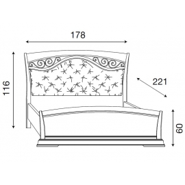 Кровать с мягким изголовьем ковкой и изножьем Palazzo Ducale Ciliegio Prama 160 см 71CI64LT