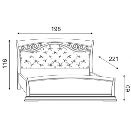 Кровать с мягким изголовьем ковкой и изножьем Palazzo Ducale Ciliegio Prama 180 см 71CI65LT