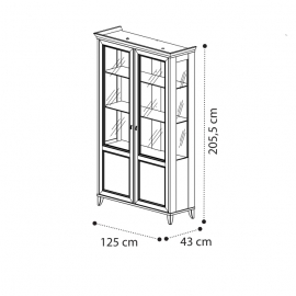 Витрина 2-дверная Camelgroup Giotto Bianco 161VT2.01BA, с 2-й подсветкой LED