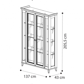 Витрина 2-дверная без ящика Camelgroup Giotto Bianco 161VT2.02BA, с 2-й подсветкой LED