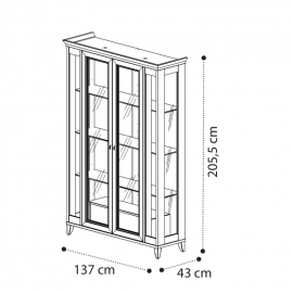 Витрина 2-дверная с ящиком Camelgroup Giotto Bianco 161VT2.04BA, с 2-й подсветкой LED