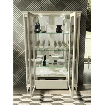 Витрина 2-дверная с ящиком Camelgroup Giotto Bianco 161VT2.04BA, с 2-й подсветкой LED