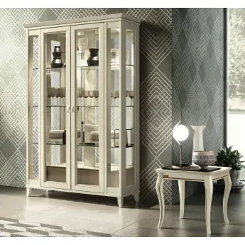 Витрина 2-дверная с ящиком Camelgroup Giotto Bianco 161VT2.04BA, с 2-й подсветкой LED