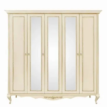 Шкаф 5-дверный Classico Italiano Неаполь белый/ваниль T-525Д/BA/VO