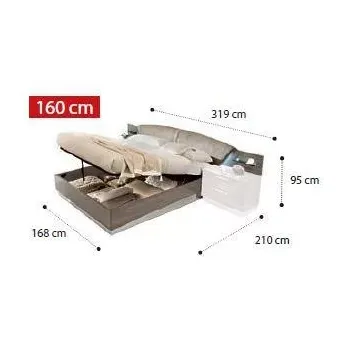 Покрытие Серебристая берёза с глянцем Кровать Drop Platinum Camelgroup 160x200 см с контейнером