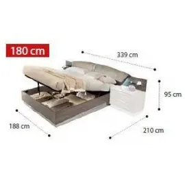 Покрытие Серебристая берёза с глянцем Кровать Drop Platinum Camelgroup 180x200 см с контейнером