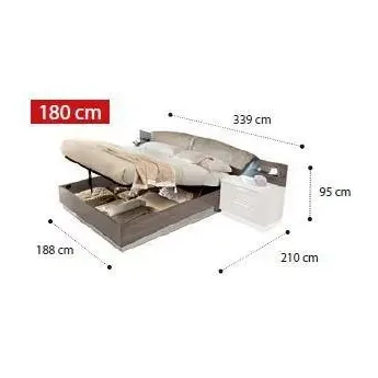 Покрытие Серебристая берёза с глянцем Кровать Drop Platinum Camelgroup 180x200 см с контейнером