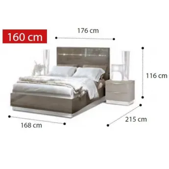 Покрытие Серебристая берёза с глянцем Кровать Legno Platinum Camelgroup 160x200 см