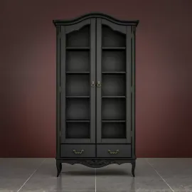 Библиотека Classico Italiano Тиволи, 2-дверная, черный, полки дерево, B604/BL