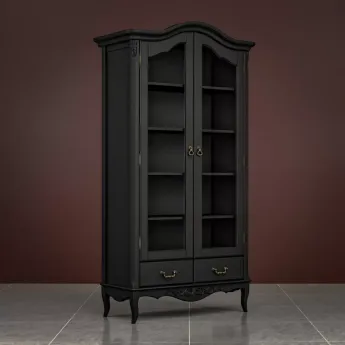 Библиотека Classico Italiano Тиволи, 2-дверная, черный, полки дерево, B604/BL