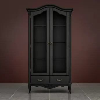 Витрина Classico Italiano Тиволи, 2-дверная, с зеркальной задней стенкой, черный, B603.1/BL
