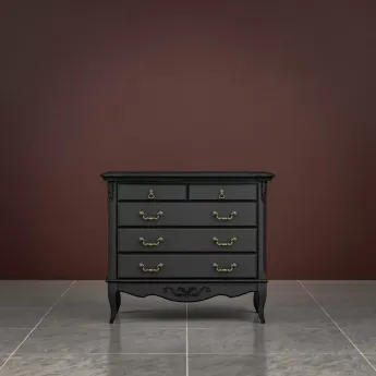 Комод Classico Italiano Тиволи, 5 ящиков, черный, B405/BL