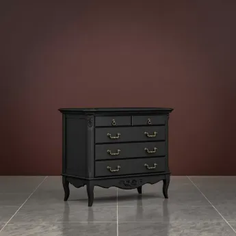 Комод Classico Italiano Тиволи, 5 ящиков, черный, B405/BL