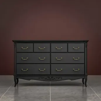 Комод Classico Italiano Тиволи, 8 ящиков, черный, B408/BL