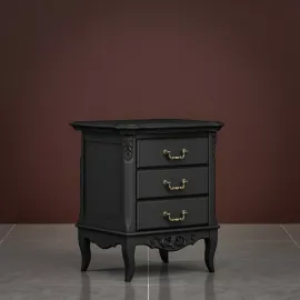 Тумба прикроватная Classico Italiano Тиволи, 3 ящика, черный, B303/BL