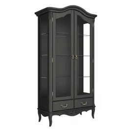 Витрина Classico Italiano Тиволи, 2-дверная, с зеркальной задней стенкой, черный, B603.1/BL