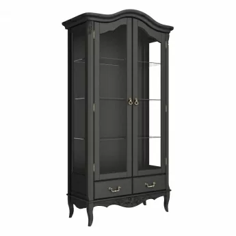 Витрина Classico Italiano Тиволи, 2-дверная, с зеркальной задней стенкой, черный, B603.1/BL