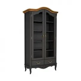 Библиотека Classico Italiano Тиволи, 2-дверная, черный, полки дерево, B604/BL