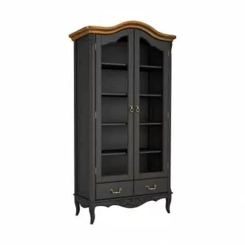 Библиотека Classico Italiano Тиволи, 2-дверная, черный, полки дерево, B604/BL