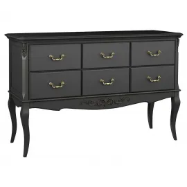 Комод-консоль Classico Italiano Тиволи, 6 ящиков, черный, B906/BL
