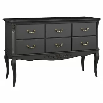Комод-консоль Classico Italiano Тиволи, 6 ящиков, черный, B906/BL