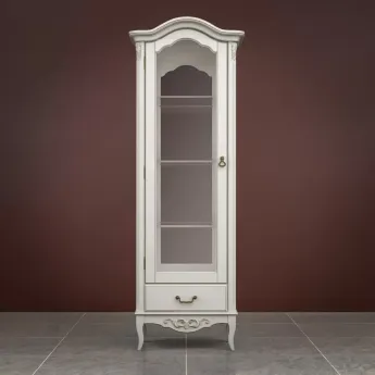 Витрина Classico Italiano Тиволи, 1-дверная, с зеркалом, левая, молочный, B602.1/L