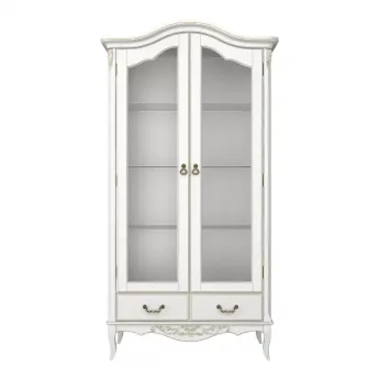 Витрина Classico Italiano Тиволи, 2-дверная, с зеркалом, молочный, B603.1/L