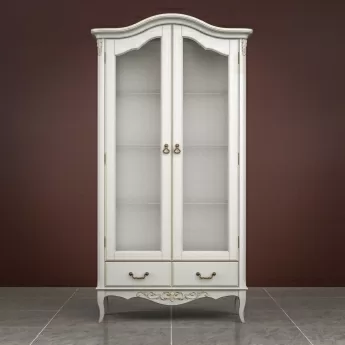Витрина Classico Italiano Тиволи, 2-дверная, с зеркалом, молочный, B603.1/L