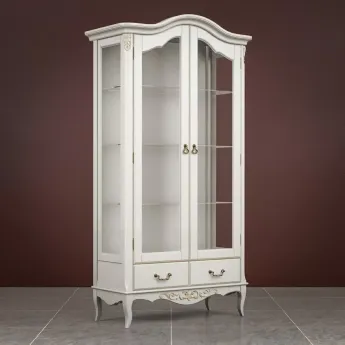 Витрина Classico Italiano Тиволи, 2-дверная, с зеркалом, молочный, B603.1/L