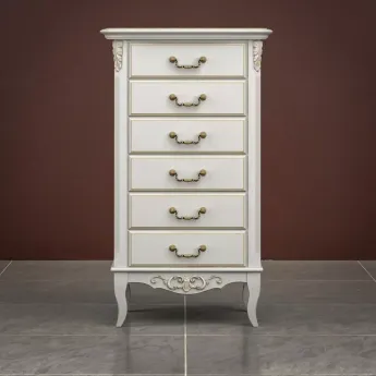 Комод высокий Classico Italiano Тиволи, 6 ящиков, молочный B406/L