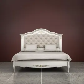 Кровать Classico Italiano Тиволи, 90x200 см, с мягкой спинкой, молочная, B219/L